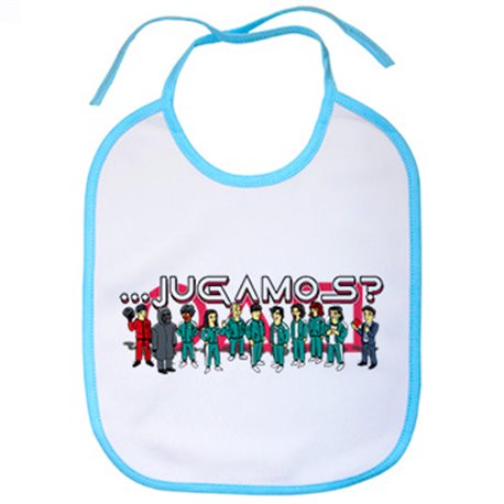 Babero parodia divertida del calamar estilo dibujos amarillos