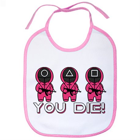 Babero parodia muñequitos del calamar