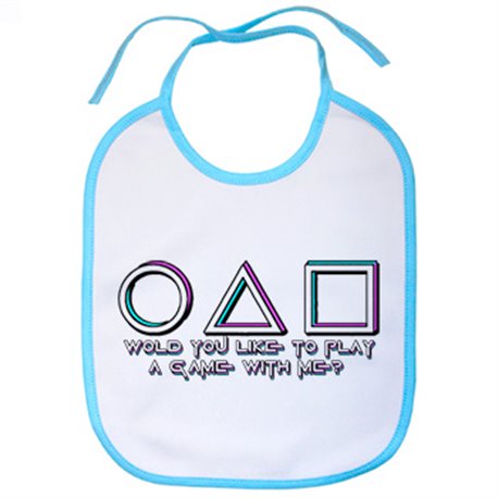 Babero quieres jugar a un juego conmigo frase parodia del calamar