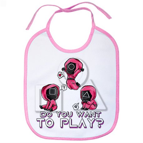 Babero quieres jugar parodia kawaii divertida del calamar