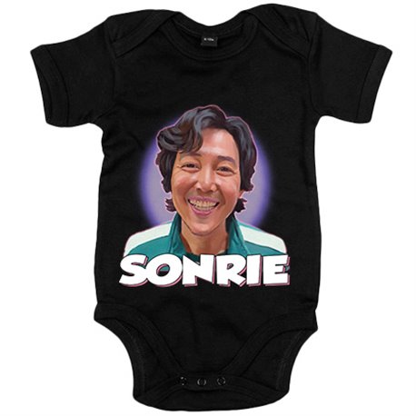 Body bebé ilustración caricatura de jugador del calamar sonriendo