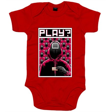 Body bebé parodia del calamar ilustración con frase de la invitación de la tarjeta para jugar