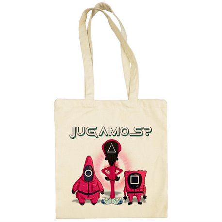 Bolsa de tela parodia divertida del calamar jugamos crossover con dibujos