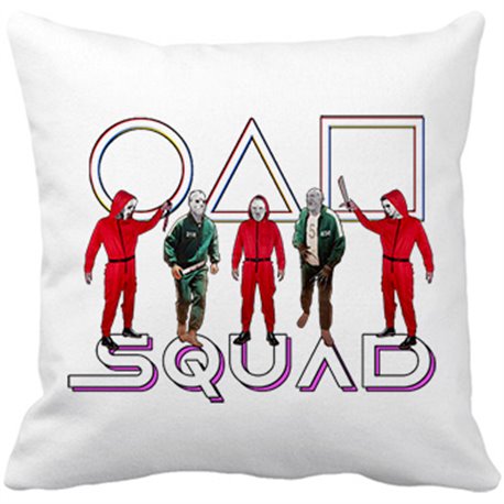 Cojín con relleno parodia del calamar con equipo de personajes malos de películas