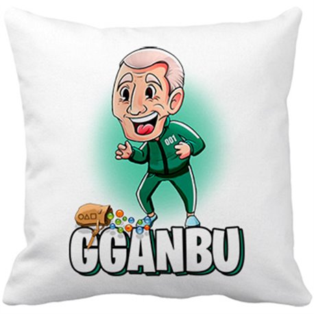 Cojín con relleno parodia gganbu del juego de las canicas del calamar