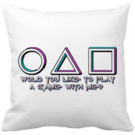 Cojín con relleno quieres jugar a un juego conmigo frase parodia del calamar