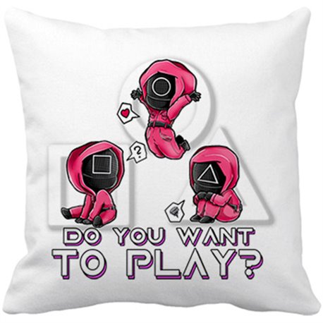 Cojín con relleno quieres jugar parodia kawaii divertida del calamar