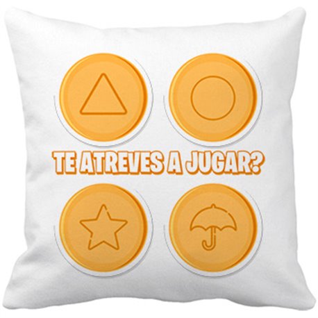 Cojín con relleno te atreves a jugar frase parodia del juego de las galletas del calamar