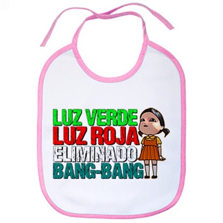 Babero parodia de la muñeca del calamar luz verde luz roja eliminado