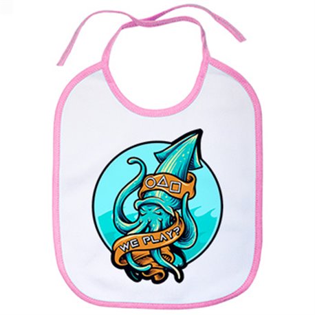 Babero parodia de un calamar frase jugamos