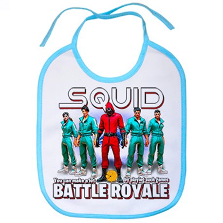 Babero parodia del calamar frase puedes hacer mucho dinero jugando a un battle royale