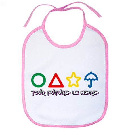 Babero parodia del calamar símbolos con frase your future is here