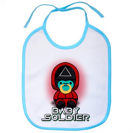 Babero parodia kawaii del juego del calamar baby soldier