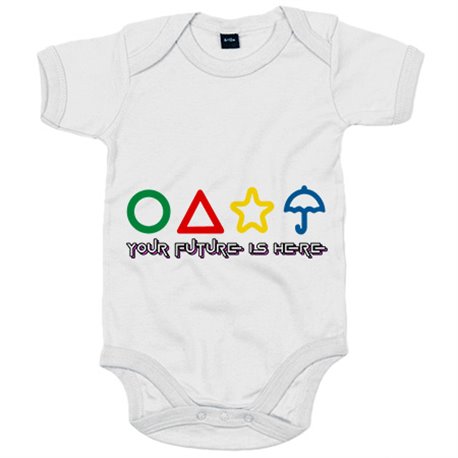 Body bebé parodia del calamar símbolos con frase your future is here