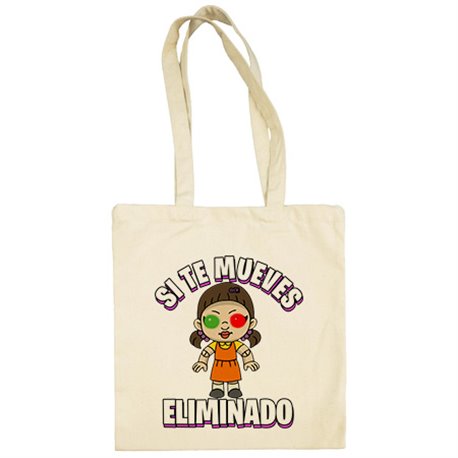 Bolsa de tela parodia de la muñeca del calamar si te mueves eliminado del juego