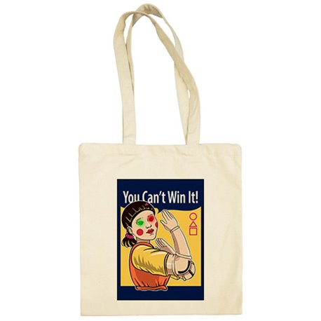 Bolsa de tela parodia del calamar frase you cant win it al juego luz verde luz roja