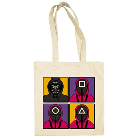 Bolsa de tela parodia del calamar ilustración de los personajes que controlan el juego