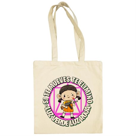 Bolsa de tela parodia del calamar juego de la muñeca frase si te mueves te elimino