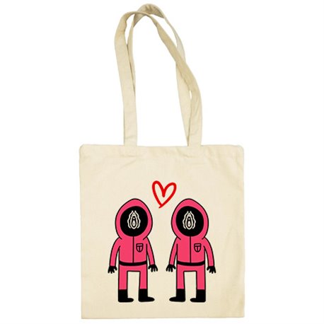 Bolsa de tela parodia divertida del calamar chicas enamoradas para san valentín lgtb