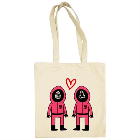Bolsa de tela parodia divertida del calamar enamorados chica chico para san valentín