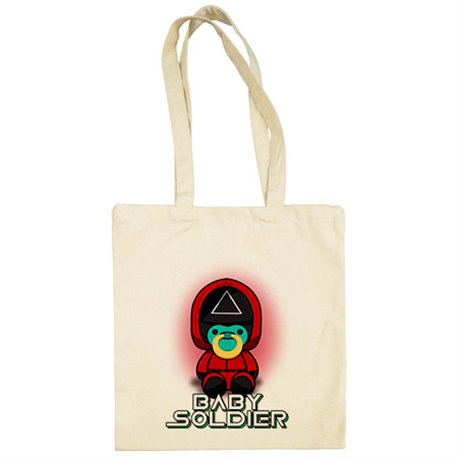 Bolsa de tela parodia kawaii del juego del calamar baby soldier