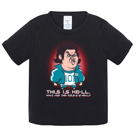 Camiseta bebé parodia del calamar frase del jugador número 101 esto es el infierno