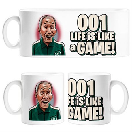 Taza parodia del calamar caricatura del viejo jugador 001 con frase gganbu