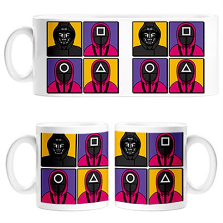 Taza parodia del calamar ilustración de los personajes que controlan el juego