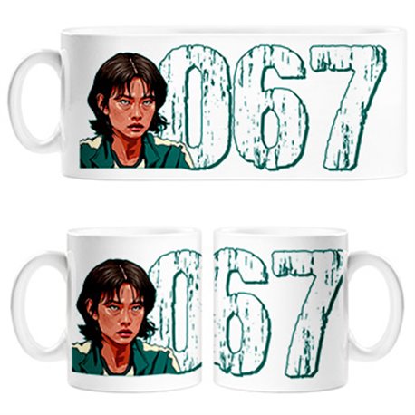 Taza parodia del calamar jugadora número 067 ilustración personaje