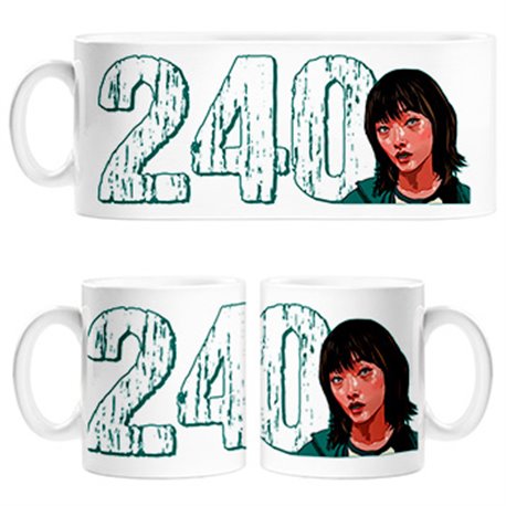 Taza parodia del calamar jugadora número 240 ilustración personaje
