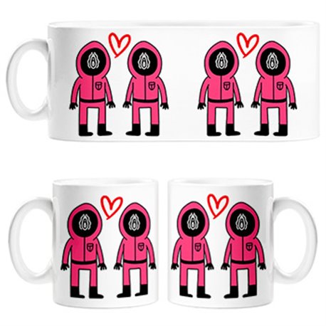 Taza parodia divertida del calamar chicas enamoradas para san valentín lgtb