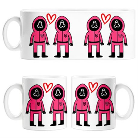 Taza parodia divertida del calamar chicos enamorados para san valentín lgtb