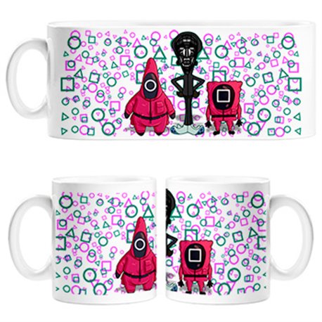 Taza parodia divertida del calamar crossover con el lider enmascarado jugamos