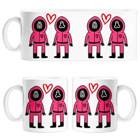 Taza parodia divertida del calamar enamorados chica chico para san valentín