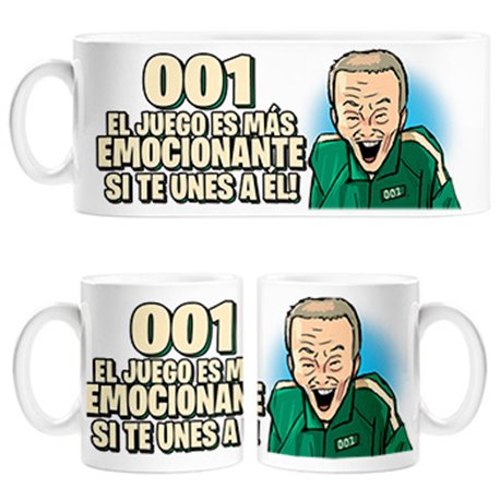 Taza parodia ilustración del viejo del calamar frase el juego es más emocionante si te unes