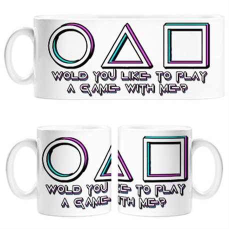 Taza quieres jugar a un juego conmigo frase parodia del calamar