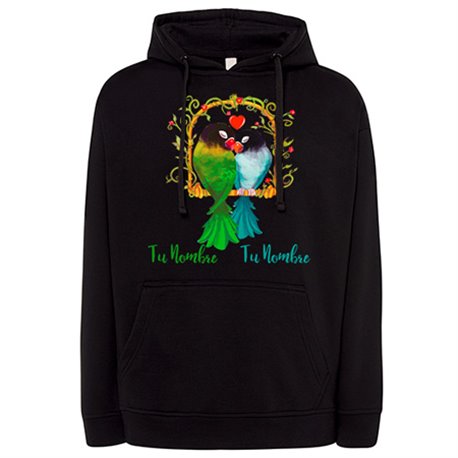 Sudadera agapornis pájaros del amor personalizable con nombre