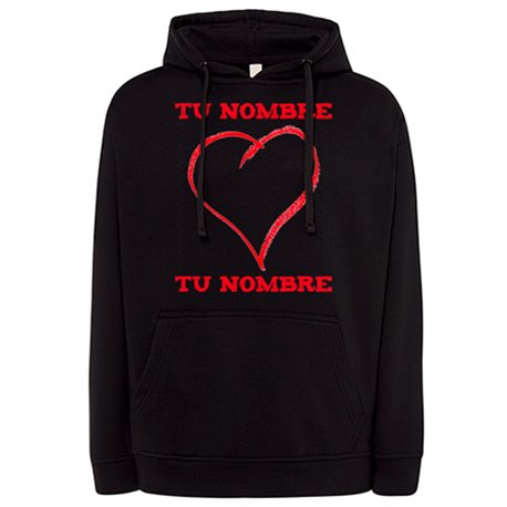 Sudadera corazón personalizable con nombre de la pareja