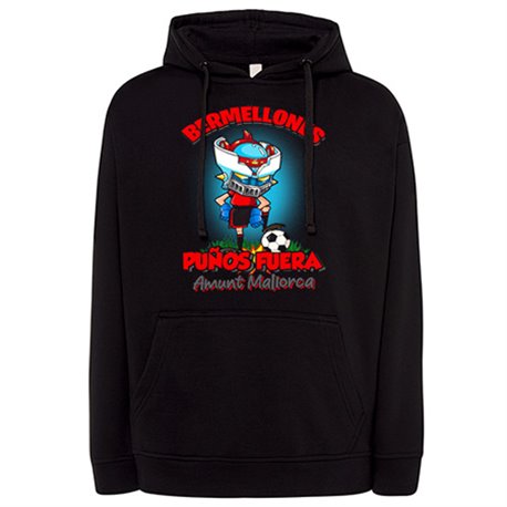 Sudadera frase Bermellones puños fuera parodia robot de los 80 para nostálgicos futboleros de Mallorca