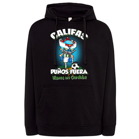 Sudadera frase califas puños fuera parodia robot de los 80 para nostálgicos futboleros de Córdoba