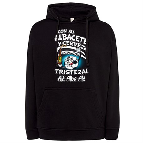 Sudadera frase con mi Albacete y cerveza nunca hay tristeza para aficionado al fútbol
