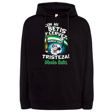 Sudadera frase con mi Betis y cerveza nunca hay tristeza para aficionado al fútbol