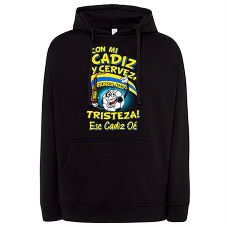 Sudadera frase con mi Cádiz y cerveza nunca hay tristeza para aficionado al fútbol