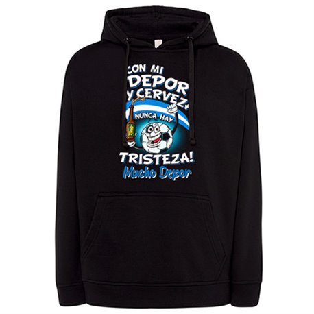 Sudadera frase con mi Depor y cerveza nunca hay tristeza La Coruña para aficionado al fútbol