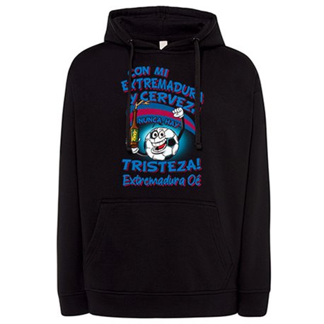Sudadera frase con mi Extremadura y cerveza nunca hay tristeza para aficionado al fútbol
