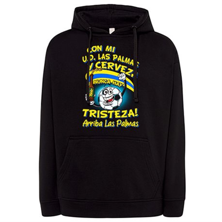Sudadera frase con mi Las Palmas y cerveza nunca hay tristeza Canarión para aficionado al fútbol