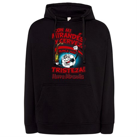 Sudadera frase con mi Mirandés y cerveza nunca hay tristeza para aficionado al fútbol