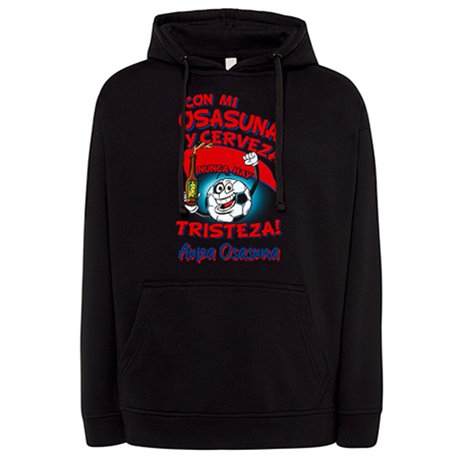 Sudadera frase con mi Pamplona y cerveza nunca hay tristeza para aficionado al fútbol