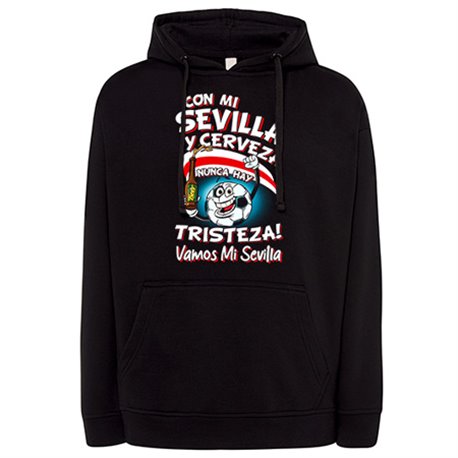 Sudadera frase con mi Sevilla y cerveza nunca hay tristeza para aficionado al fútbol