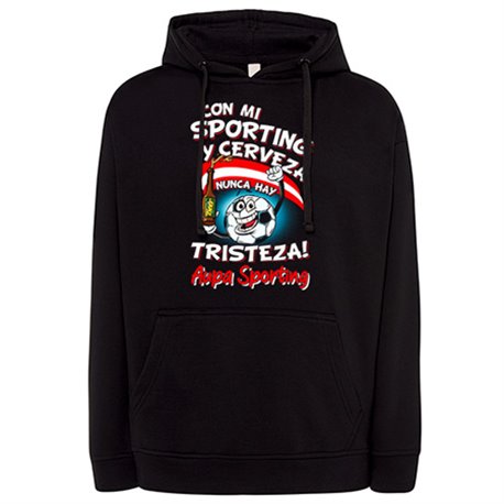 Sudadera frase con mi Sporting y cerveza nunca hay tristeza Gijón para aficionado al fútbol